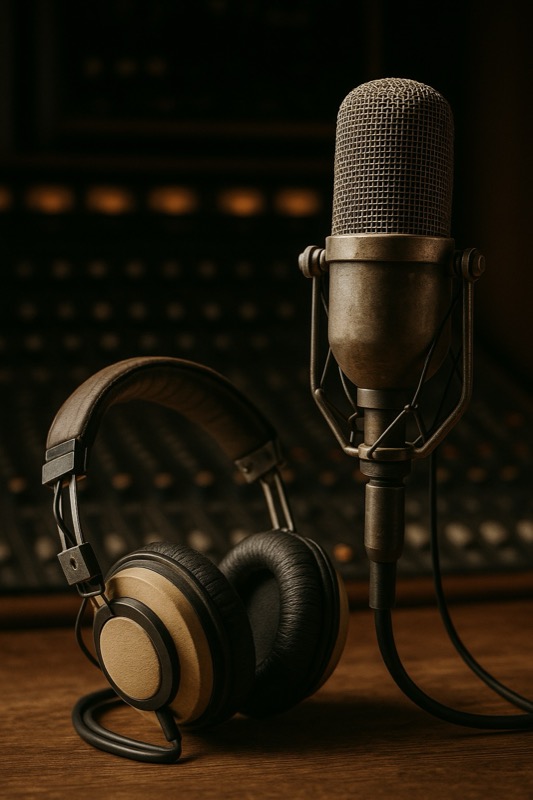 Professional microphone and headphones
